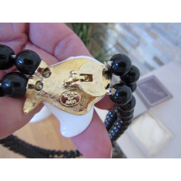 Kenneth Jay Lane For Avon Midnight Rose Necklace Vintage 80s Double Strand Black - Picture 8 of 8